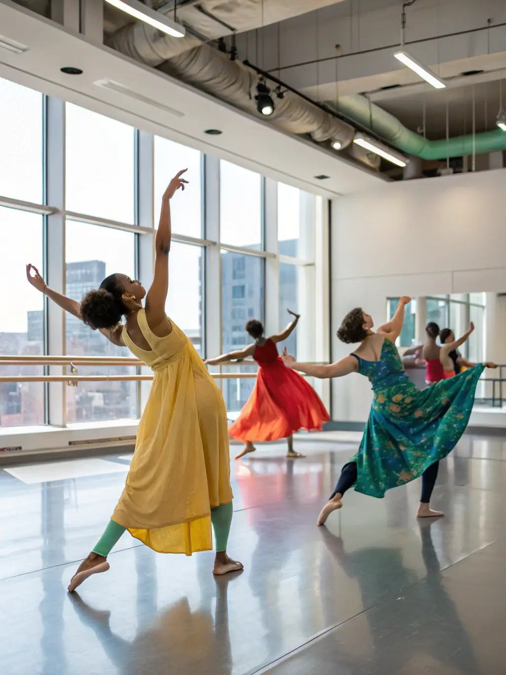 A photograph of adults attending a cultural dance class, learning traditional dance steps with enthusiasm and joy, reflecting M.A.D BRAINS' dedication to preserving cultural heritage.